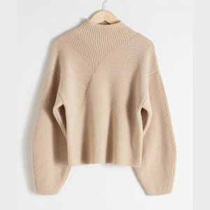 Wool Blend Mock Neck Asymmetric Sweater